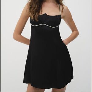 For Love & Lemons Elora Mini Dress Black Large NEW MSRP $239